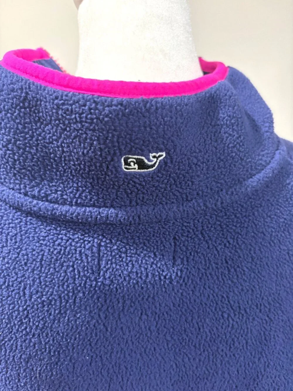 Vineyard Vines‎ Preppy Fleece Quarter Zip Jacket Coastal Blue Pink S